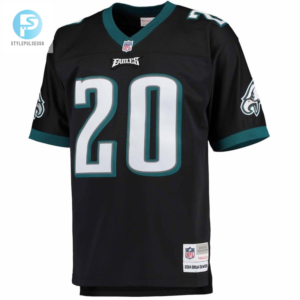 Mens Philadelphia Eagles Brian Dawkins Mitchell  Ness Black Big  Tall 2004 Retired Player Replica Jersey 