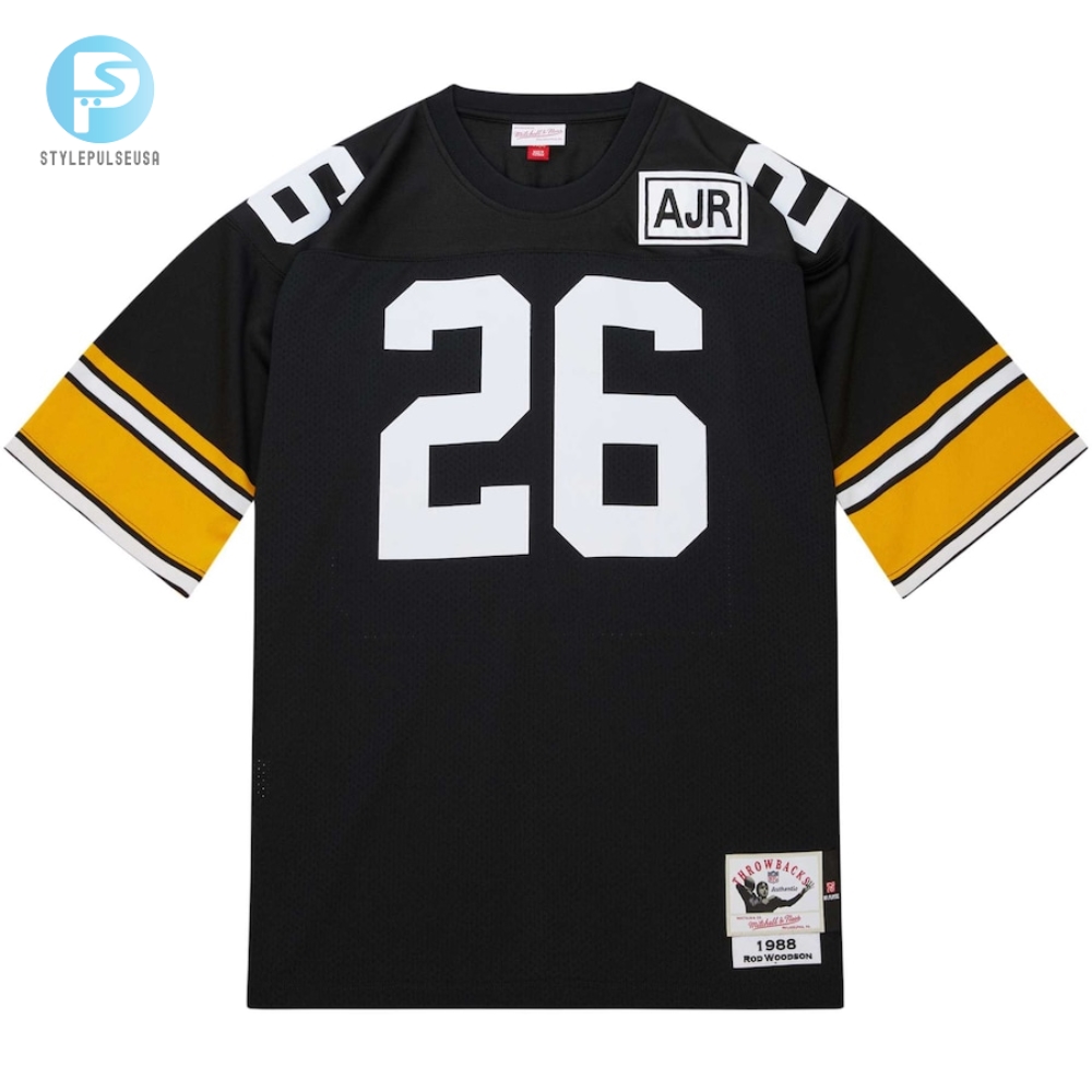 Mens Pittsburgh Steelers 1988 Rod Woodson Mitchell  Ness Black Authentic Throwback Retired Player Jersey 