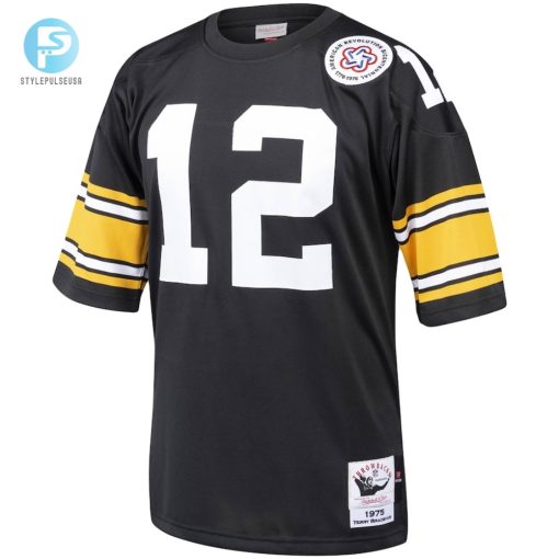 Mens Pittsburgh Steelers Terry Bradshaw Mitchell Ness Black Authentic Throwback Retired Player Jersey stylepulseusa 1 1