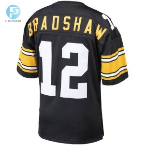 Mens Pittsburgh Steelers Terry Bradshaw Mitchell Ness Black Authentic Throwback Retired Player Jersey stylepulseusa 1 2