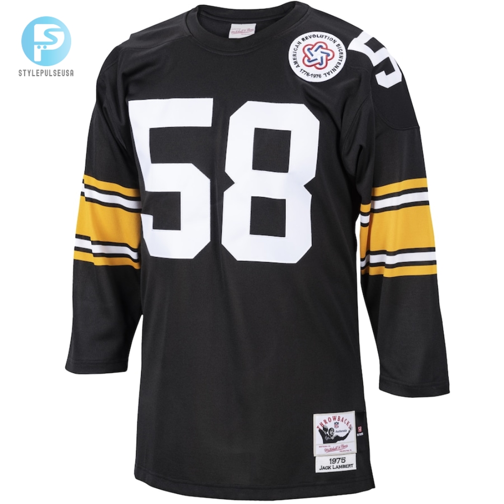 Mens Pittsburgh Steelers 1975 Jack Lambert Mitchell  Ness Black Authentic Throwback Retired Player Jersey 