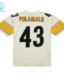 Mens Pittsburgh Steelers Troy Polamalu Mitchell Ness Cream Chainstitch Legacy Jersey stylepulseusa 1 2