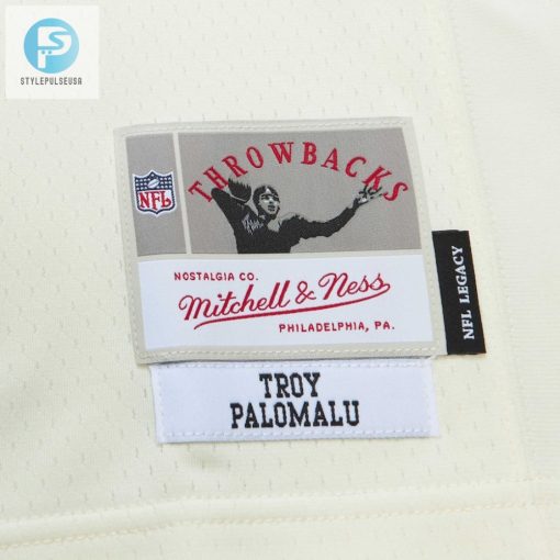 Mens Pittsburgh Steelers Troy Polamalu Mitchell Ness Cream Chainstitch Legacy Jersey stylepulseusa 1 4