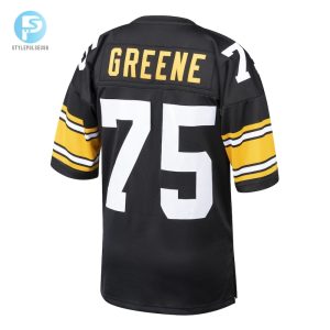 Mens Pittsburgh Steelers 1975 Joe Greene Mitchell Ness Black Authentic Throwback Retired Player Jersey stylepulseusa 1 2