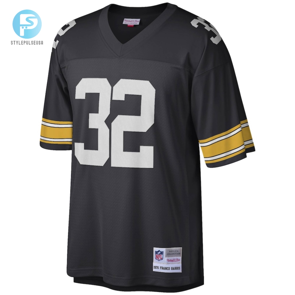Mens Pittsburgh Steelers Franco Harris Mitchell  Ness Black Legacy Replica Jersey 