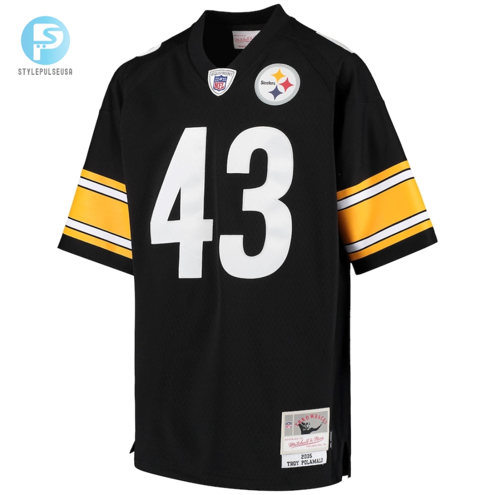 Youth Pittsburgh Steelers Troy Polamalu Mitchell  Ness Black 2005 Gridiron Classics Retired Player Legacy Jersey 