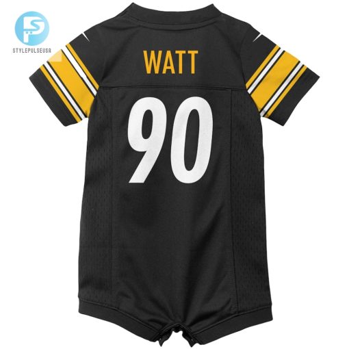 Infant Pittsburgh Steelers T.J. Watt Nike Black Game Romper Jersey stylepulseusa 1 2