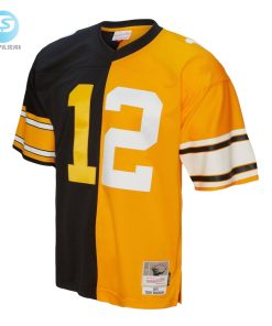 Mens Pittsburgh Steelers Terry Bradshaw Mitchell Ness Blackgold 1976 Split Legacy Replica Jersey stylepulseusa 1 1