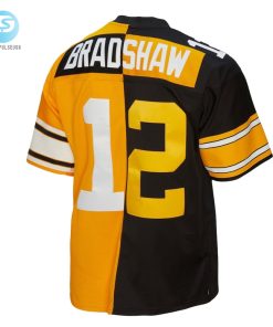 Mens Pittsburgh Steelers Terry Bradshaw Mitchell Ness Blackgold 1976 Split Legacy Replica Jersey stylepulseusa 1 2