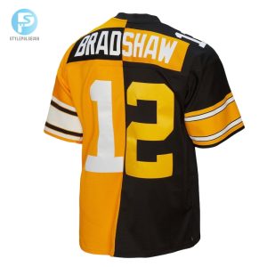 Mens Pittsburgh Steelers Terry Bradshaw Mitchell Ness Blackgold 1976 Split Legacy Replica Jersey stylepulseusa 1 2