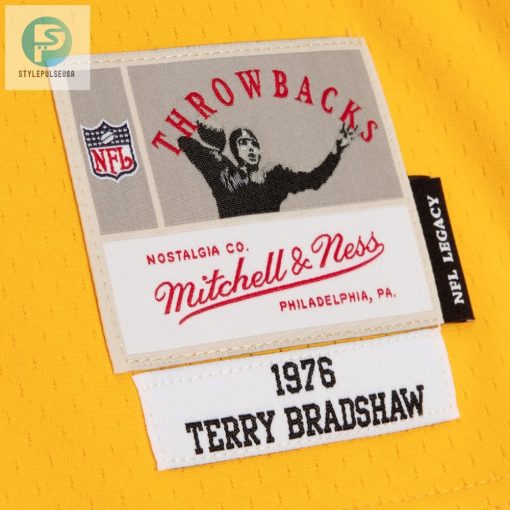 Mens Pittsburgh Steelers Terry Bradshaw Mitchell Ness Blackgold 1976 Split Legacy Replica Jersey stylepulseusa 1 3