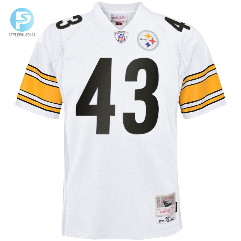 Youth Pittsburgh Steelers Troy Polamalu Mitchell  Ness White 2005 Retired Player Legacy Jersey 