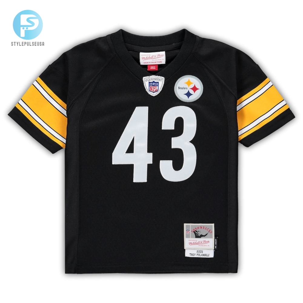 Infant Pittsburgh Steelers Troy Polamalu Mitchell  Ness Black 2005 Retired Legacy Jersey 