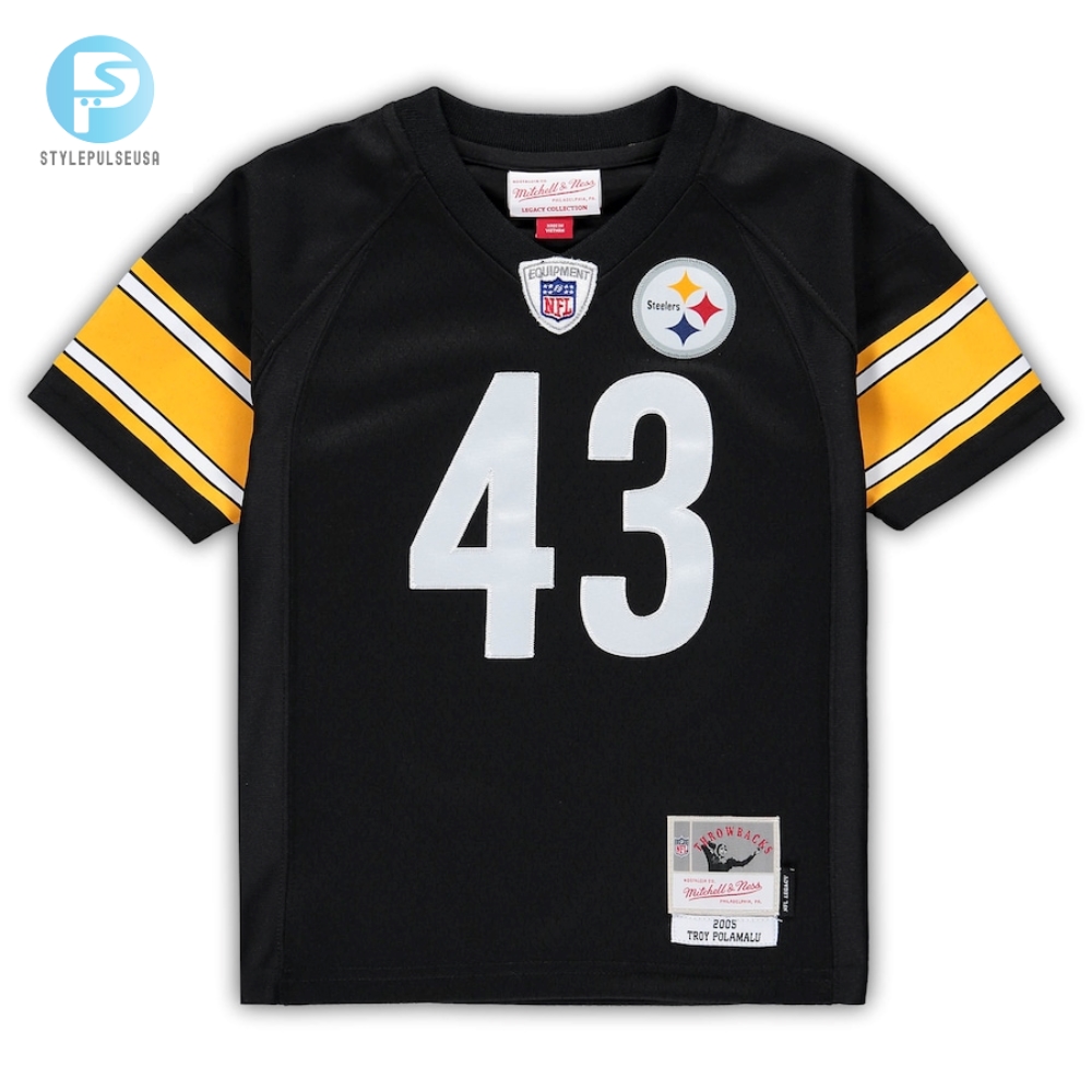 Toddler Mitchell  Ness Troy Polamalu Black Pittsburgh Steelers 2005 Retired Legacy Jersey 