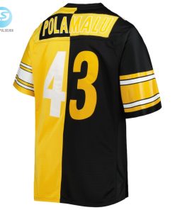 Mens Pittsburgh Steelers Troy Polamalu Mitchell Ness Blackgold Big Tall Split Legacy Retired Player Replica Jersey stylepulseusa 1 2