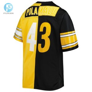 Mens Pittsburgh Steelers Troy Polamalu Mitchell Ness Blackgold Big Tall Split Legacy Retired Player Replica Jersey stylepulseusa 1 2