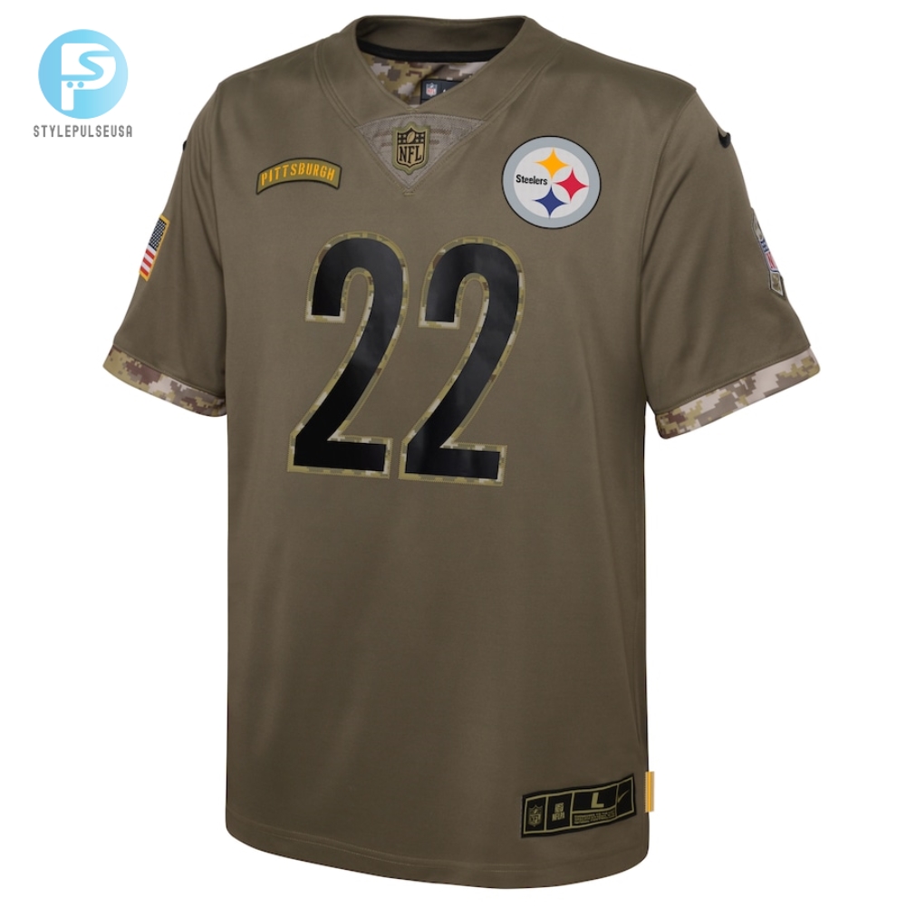 Youth Pittsburgh Steelers Najee Harris Nike Olive 2022 Salute To Service Player Limited Jersey 