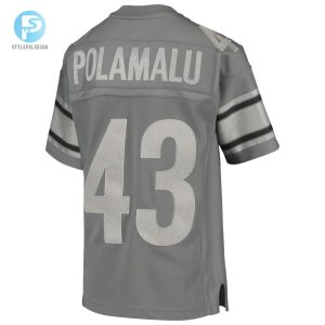 Youth Pittsburgh Steelers Troy Polamalu Mitchell Ness Charcoal 2005 Retired Player Metal Replica Jersey stylepulseusa 1 2