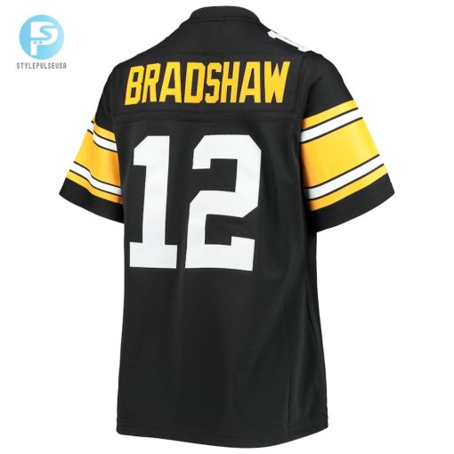 Womens Pittsburgh Steelers Terry Bradshaw Mitchell Ness Black Legacy Replica Player Jersey stylepulseusa 1 2