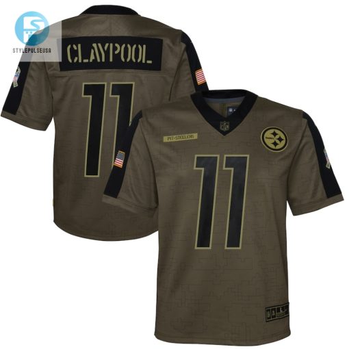 Youth Pittsburgh Steelers Chase Claypool Nike Olive 2021 Salute To Service Game Jersey stylepulseusa 1