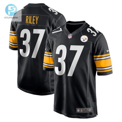 Mens Pittsburgh Steelers Elijah Riley Nike Black Game Player Jersey stylepulseusa 1