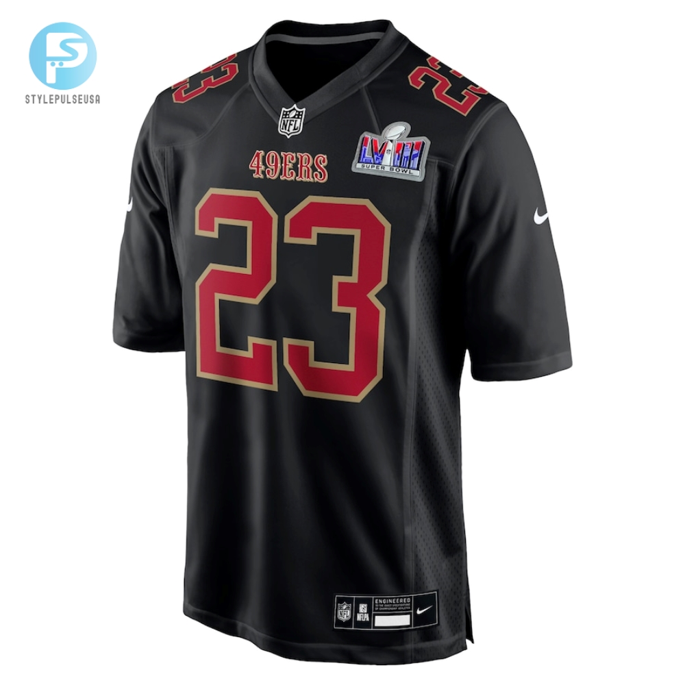 Mens San Francisco 49Ers Christian Mccaffrey Nike Black Super Bowl Lviii Carbon Fashion Game Player Jersey 
