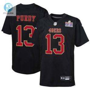 Youth San Francisco 49Ers Brock Purdy Nike Black Super Bowl Lviii Patch Carbon Fashion Game Jersey stylepulseusa 1