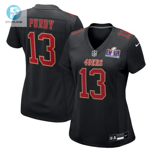 Womens San Francisco 49Ers Brock Purdy Nike Black Super Bowl Lviii Carbon Fashion Game Player Jersey stylepulseusa 1