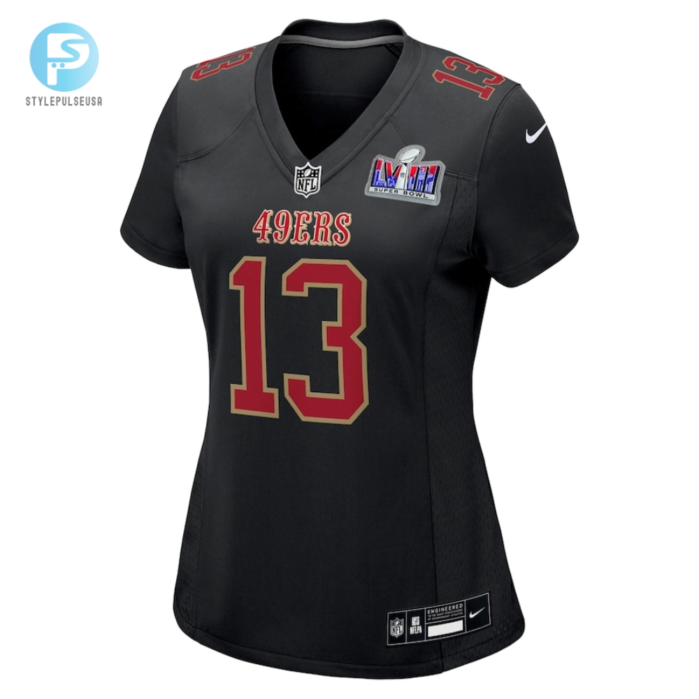 Womens San Francisco 49Ers Brock Purdy Nike Black Super Bowl Lviii Carbon Fashion Game Player Jersey 