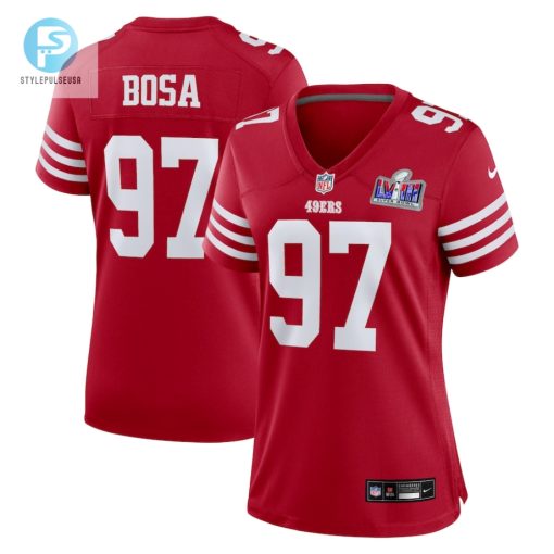 Womens San Francisco 49Ers Nick Bosa Nike Scarlet Super Bowl Lviii Game Jersey stylepulseusa 1