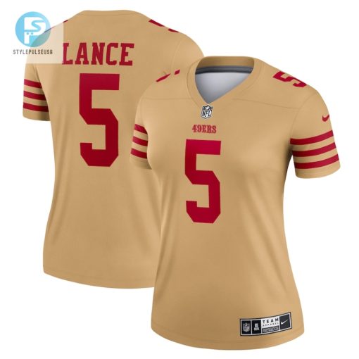 Womens San Francisco 49Ers Trey Lance Nike Gold Team Inverted Legend Jersey stylepulseusa 1
