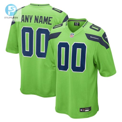 Mens Seattle Seahawks Nike Neon Green Alternate Custom Game Jersey stylepulseusa 1