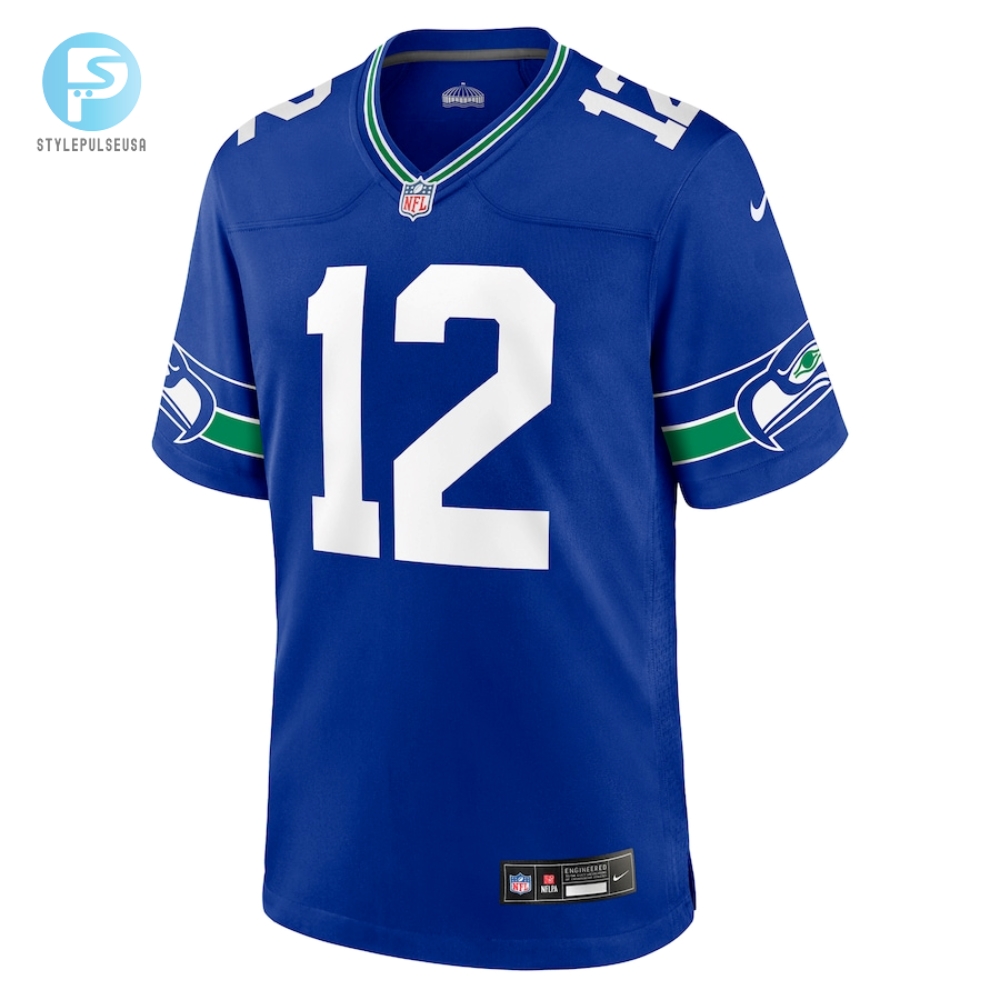 Mens Seattle Seahawks 12S Nike Royal Throwback Player Game Jersey 