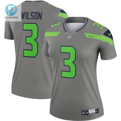 Womens Seattle Seahawks Russell Wilson Nike Gray Inverted Legend Jersey stylepulseusa 1