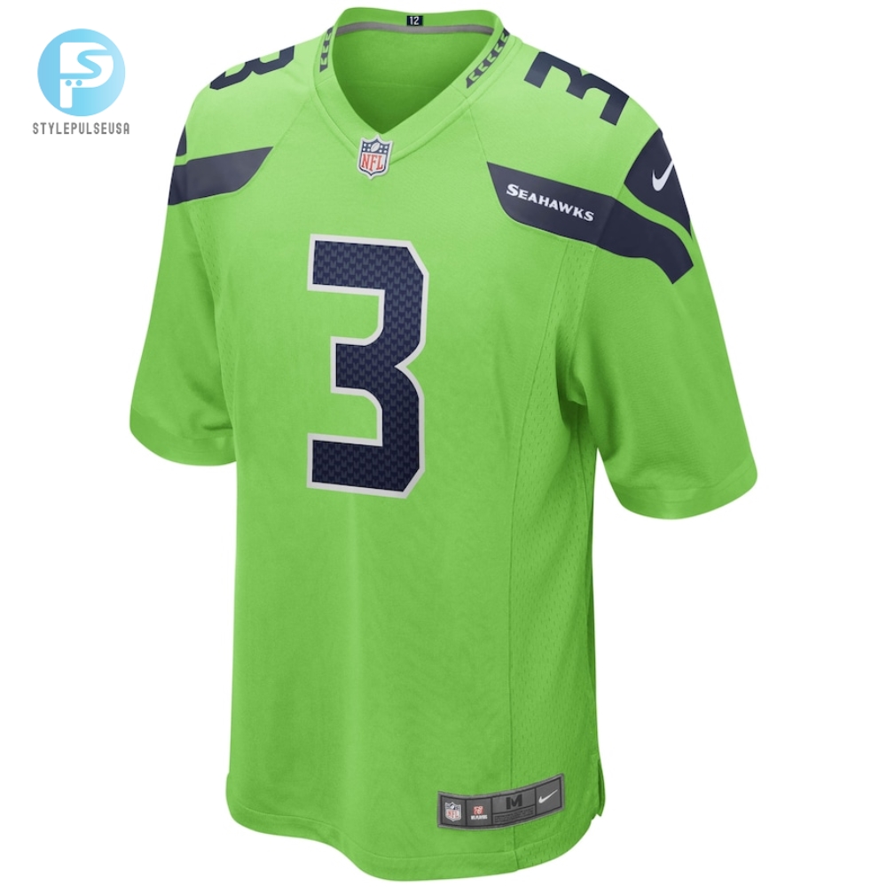 Mens Seattle Seahawks Russell Wilson Nike Neon Green Alternate Game Jersey 