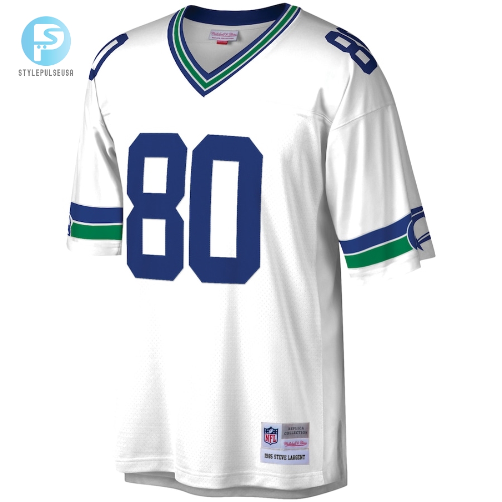 Mens Seattle Seahawks Steve Largent Mitchell  Ness White Legacy Replica Jersey 