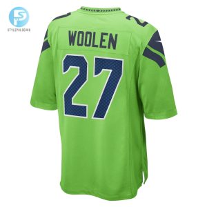 Mens Seattle Seahawks Tariq Woolen Nike Neon Green Game Jersey stylepulseusa 1 2