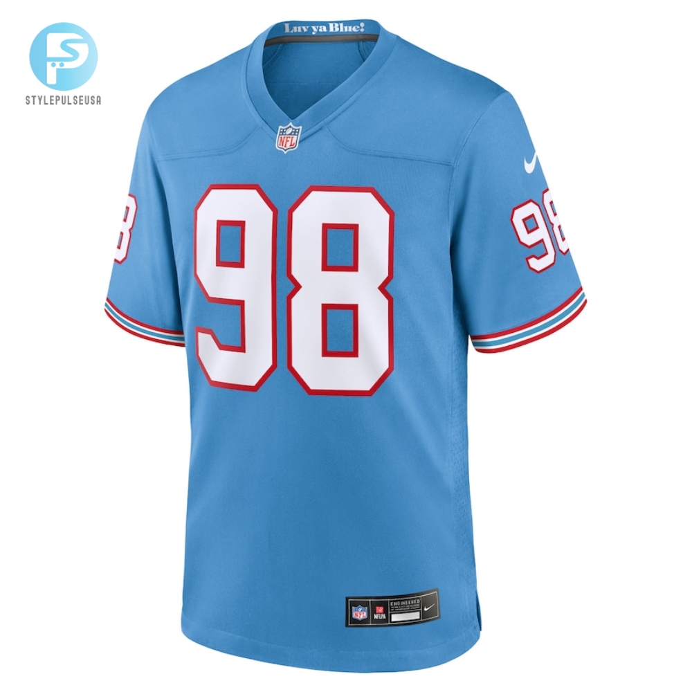 Mens Tennessee Titans Jeffery Simmons Nike Light Blue Oilers Throwback Alternate Game Player Jersey 