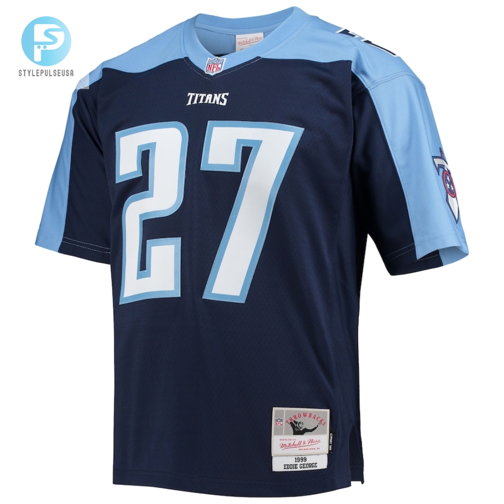Mens Tennessee Titans Eddie George Mitchell  Ness Navy Big  Tall 1999 Retired Player Replica Jersey 