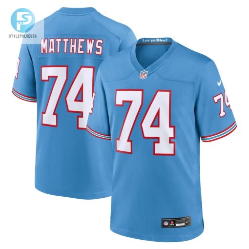 Mens Tennessee Titans Bruce Matthews Nike Light Blue Oilers Throwback Retired Player Game Jersey stylepulseusa 1