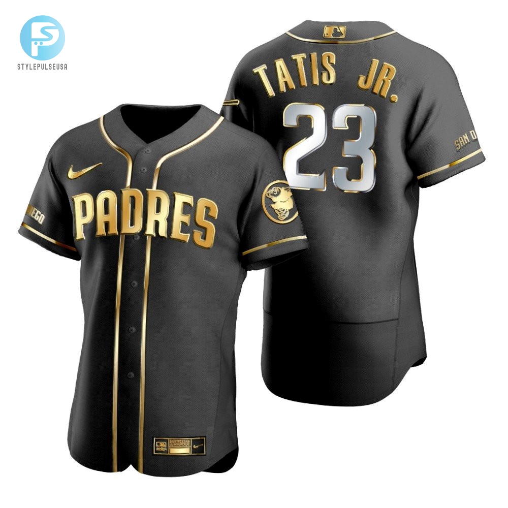 Padres Fans Tatis Jr. 23 Black Jersey  Gold  Bold Gift