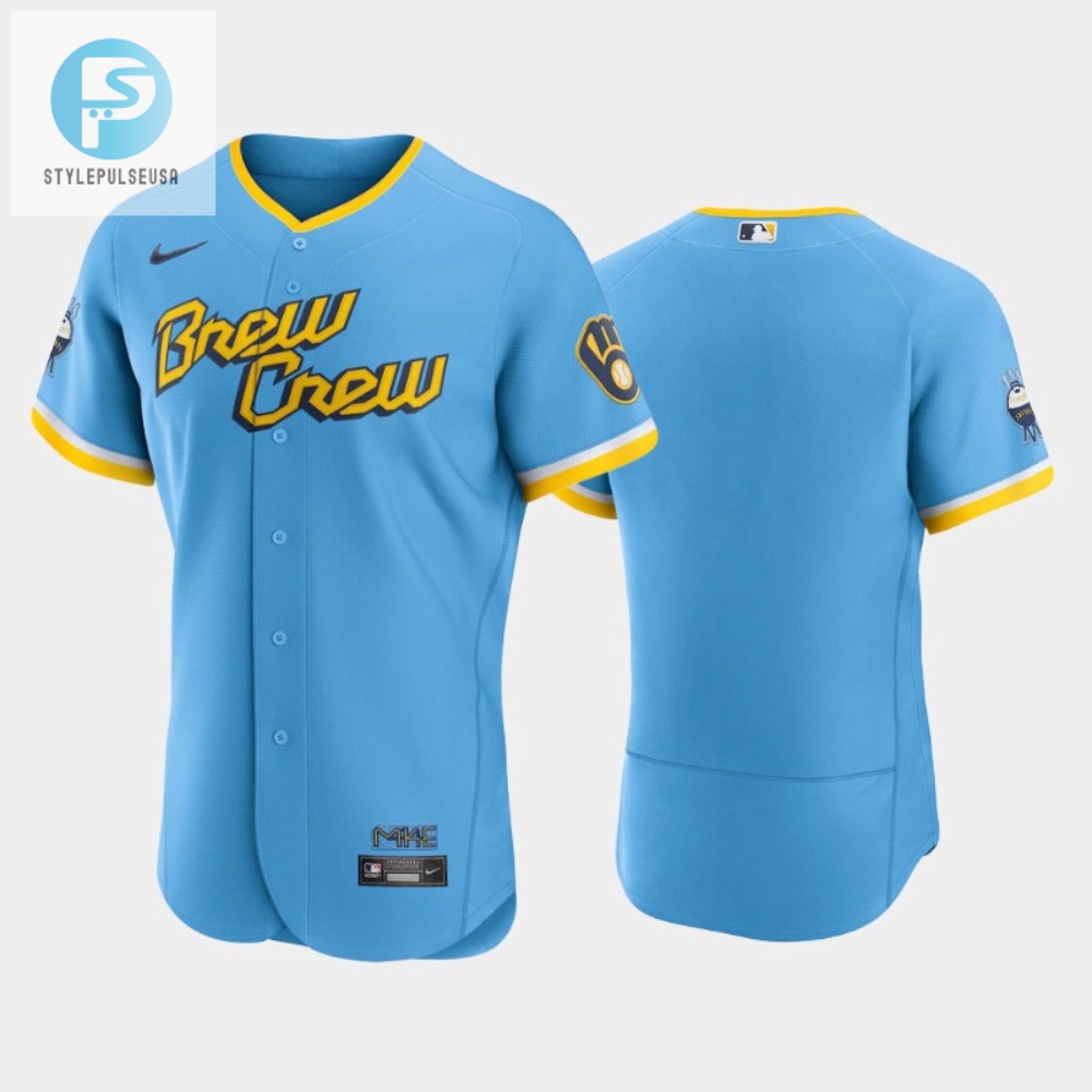 Get Brewed Up 2223 City Connect Brewers Jersey  Pow Blue