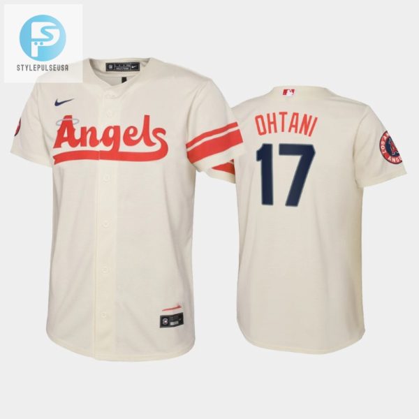 Score Big With Ohtani Angelic Cream Youth Jersey 202223 stylepulseusa 1