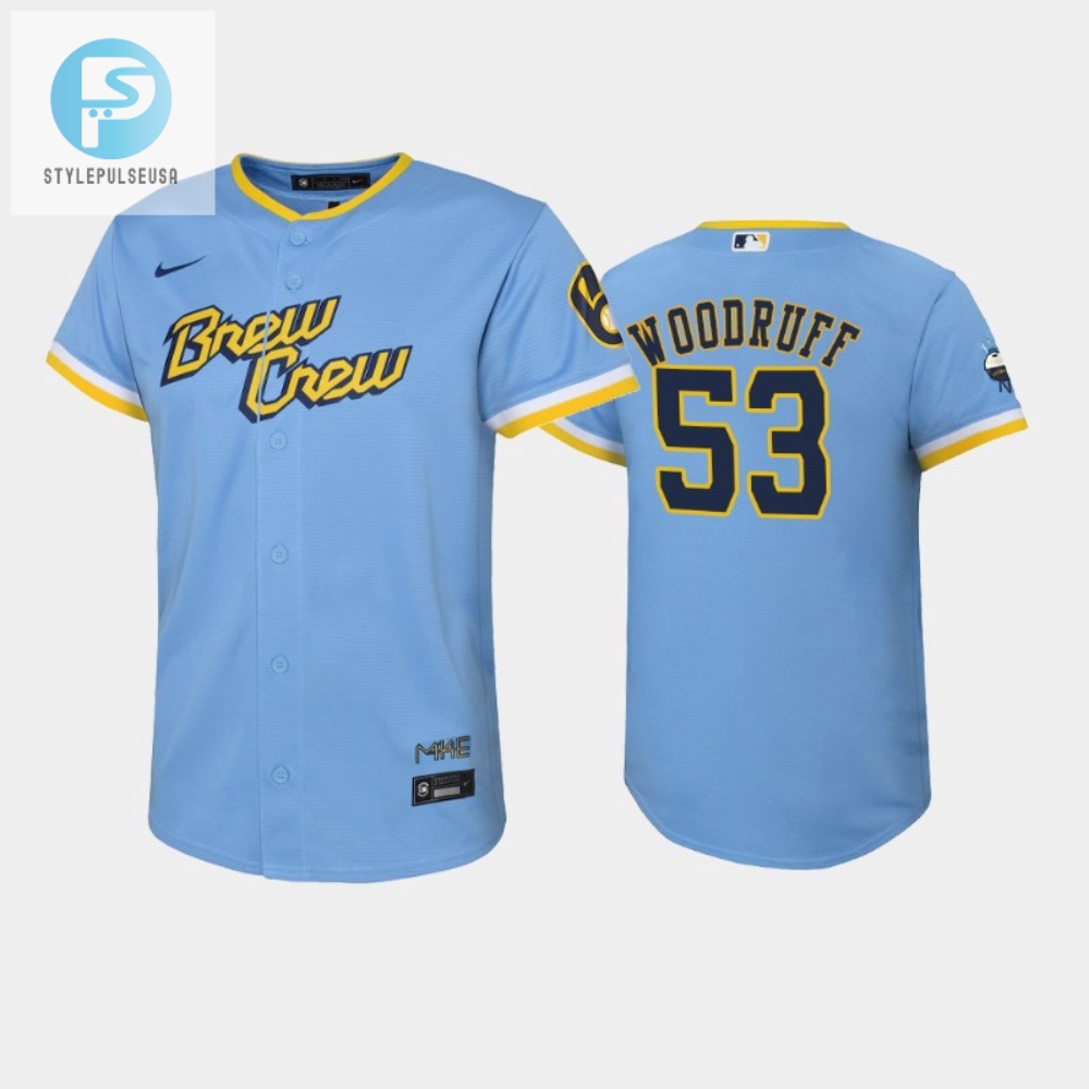 Get Woodruffed Brewers City Connect Jersey  Powder Blue Fun