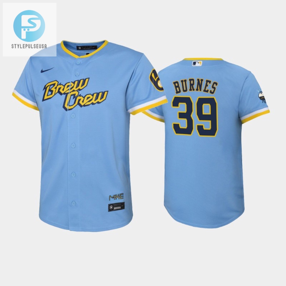 Rally In Style 202223 Youth Brewers Burnes Jersey Powder Blue stylepulseusa 1