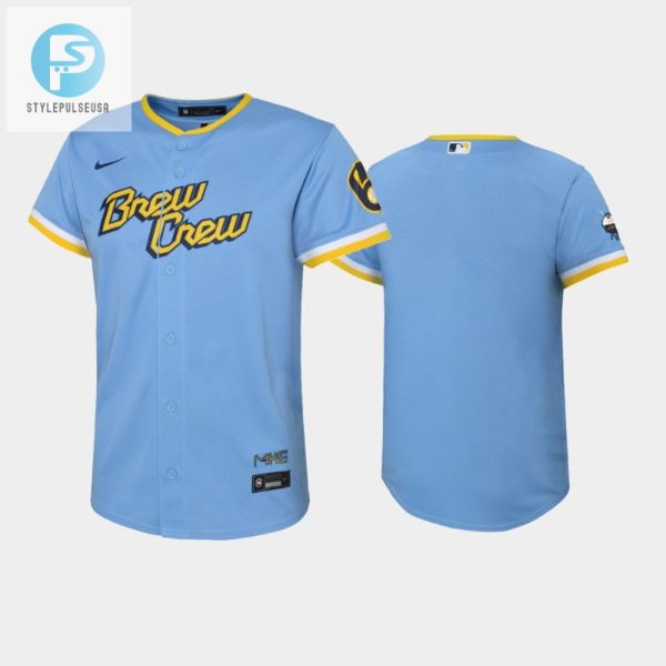 Kids 202223 Brewers Jersey Powder Blue Pure Awesome stylepulseusa 1