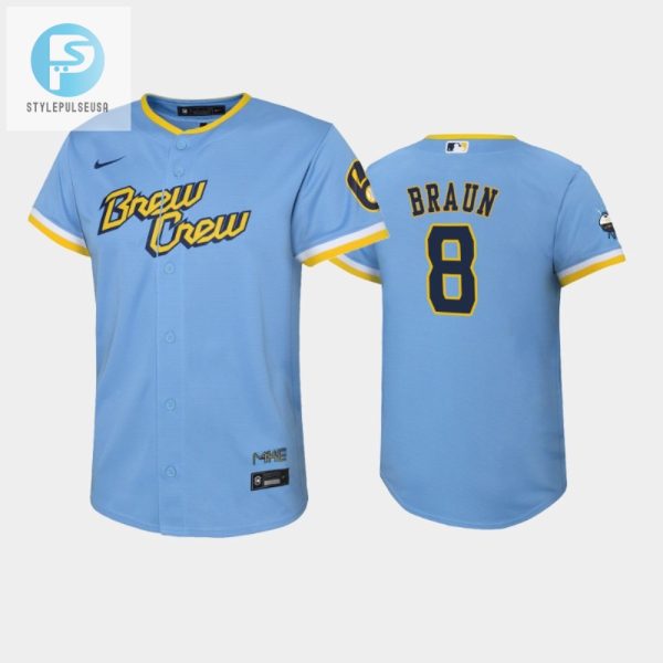 Hit A Homerun Kids Brew Crew Braun 8 Jersey Pow Blue stylepulseusa 1