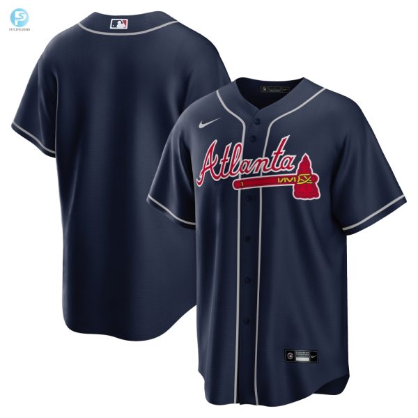 Hit Homers In Style Braves Navy Replica Jersey Laughs Included stylepulseusa 1