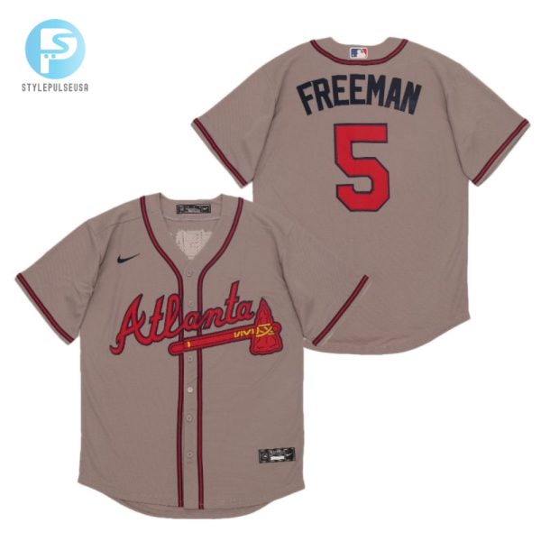 Rock The Chop Freddie Freeman 5 Braves Grey Jersey 2020 stylepulseusa 1