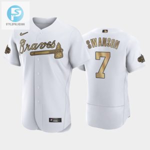 Snag Braves Swansons Allstar White Jersey Sluggin Style stylepulseusa 1 1